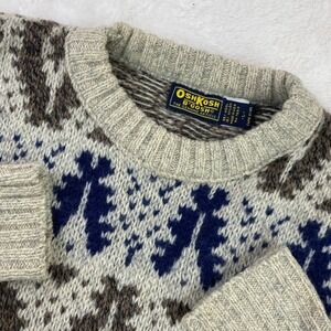 Vintage OshKosh B'Gosh USA Wool Nylon Nordic Crewneck Sweater Mens L Fisherman